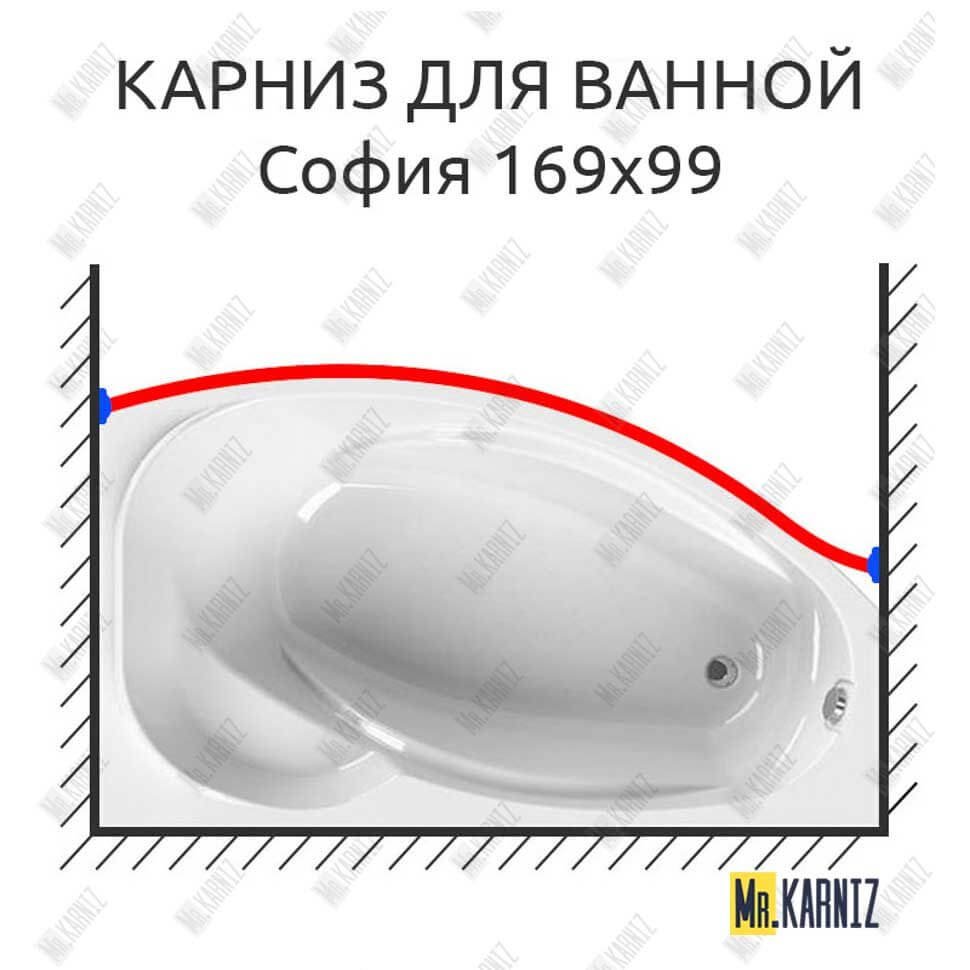 Карниз для ванной Vannesa София Передний борт 169х99 Усиленный 20 мм MrKARNIZ Карниз для ванной Vannesa София Передний борт 169х99 Усиленный 20 мм MrKARNIZ