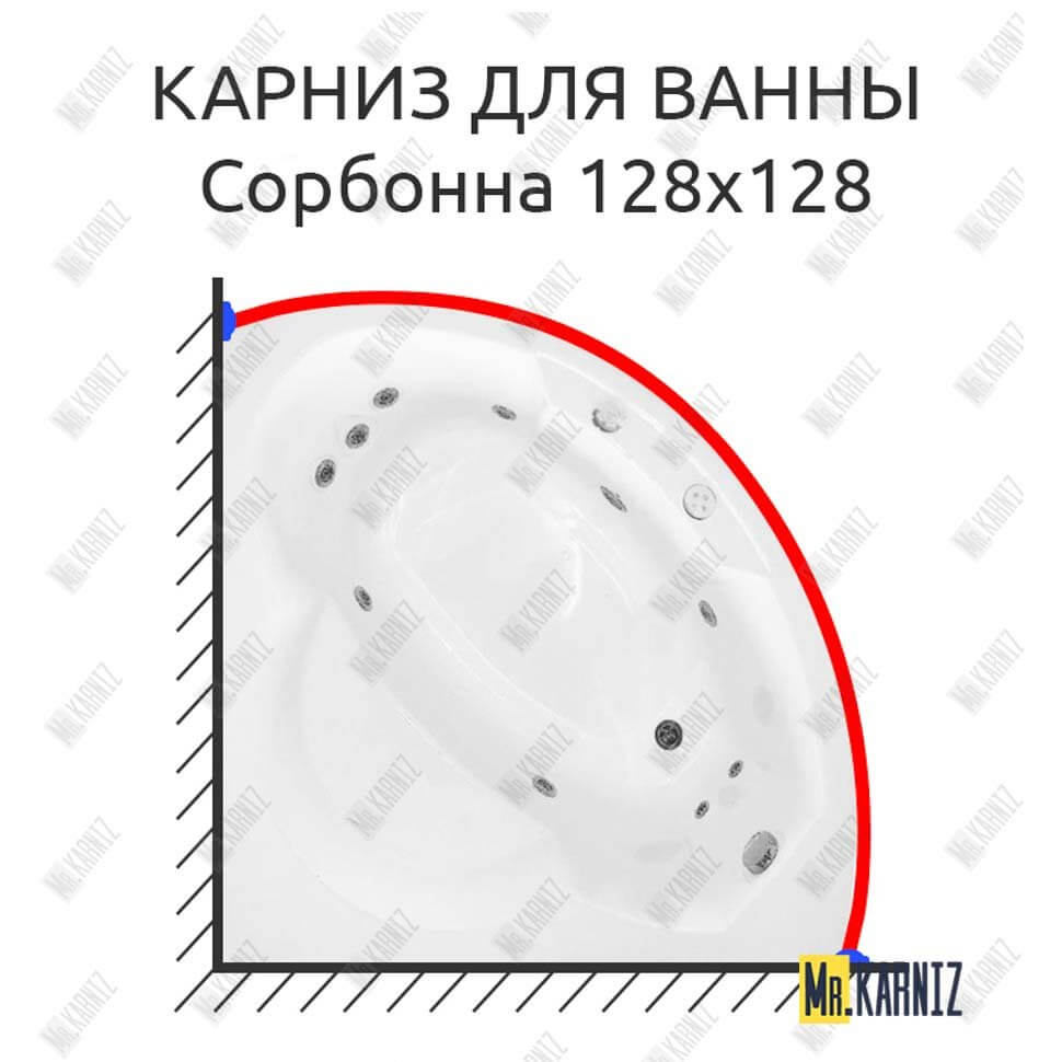 Карниз для ванны Radomir Сорбонна 128х128 Усиленный 25 мм MrKARNIZ