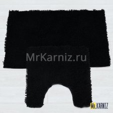 Комплект ковриков для ванной и туалета Люкс черный