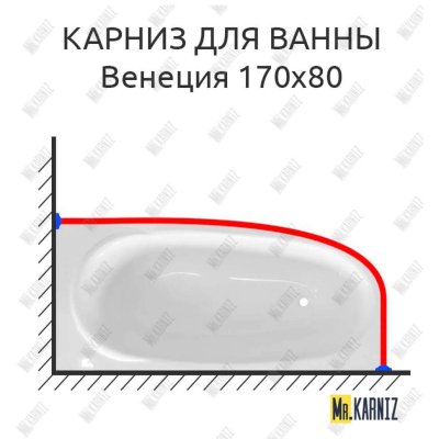 Карниз для ванны Эстет Венеция 170х80 Усиленный 20 мм MrKARNIZ